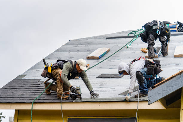 Professional Gutter Installation technician working in Dennis, TX